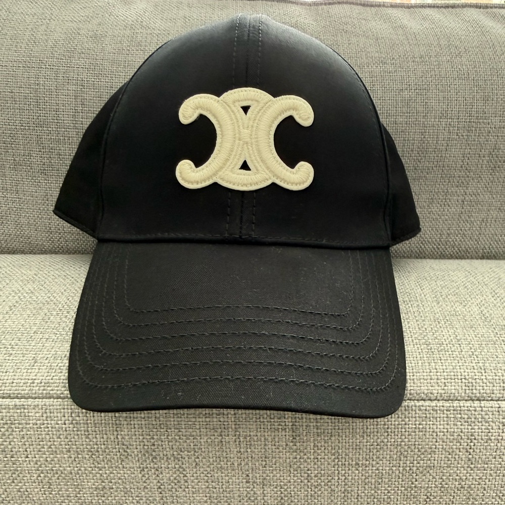 Celine Black Hat with White Accents